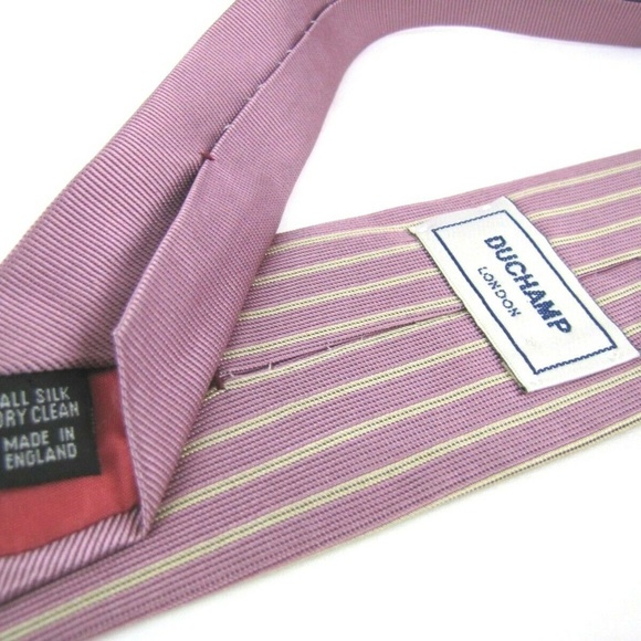 DUCHAMP Tie Champagne Pink Vertical Stripes Slim - Picture 5 of 7